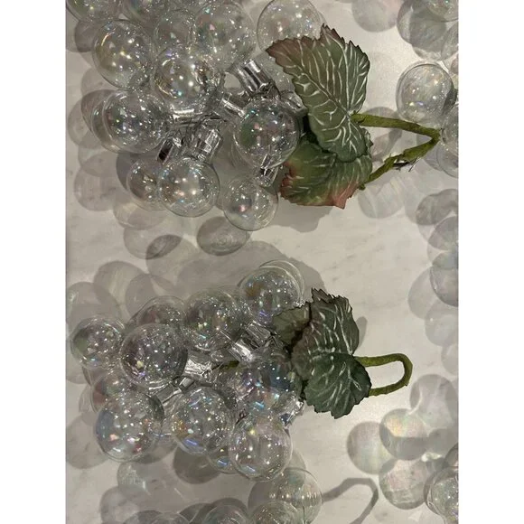 Vintage Christmas Hand Blown Iridescent Glass Grape Cluster Ornaments Lot Of 21 - Picture 4 of 5
